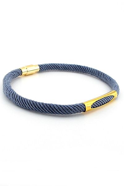 Solfera Gray Knitted String Yellow Metal Magnet Men's Bracelet M026b