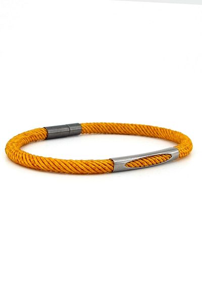 Solfera Mustard Yellow String Anthracite Metal Magnet Men's Bracelet M028f