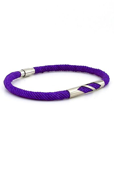 Solfera Purple Knitted String Metal Notch Magnet Men's Bracelet M027e