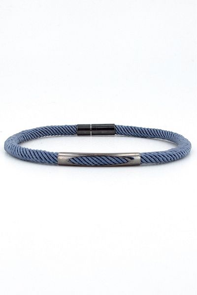 Solfera Gray Knitted String Anthracite Metal Magnet Men's Bracelet M028b
