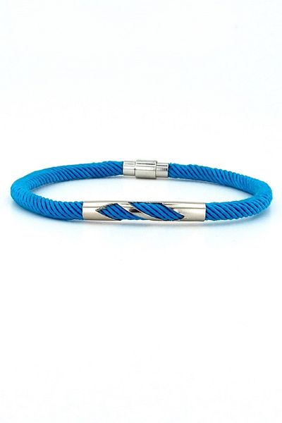 Solfera Blue Knitted String Metal Notch Magnet Men's Bracelet M027h