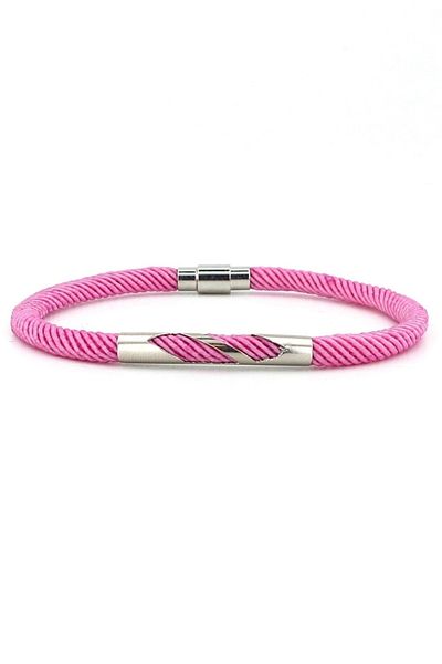 Solfera Pink Knitted String Metal Notch Magnet Men's Bracelet M027q