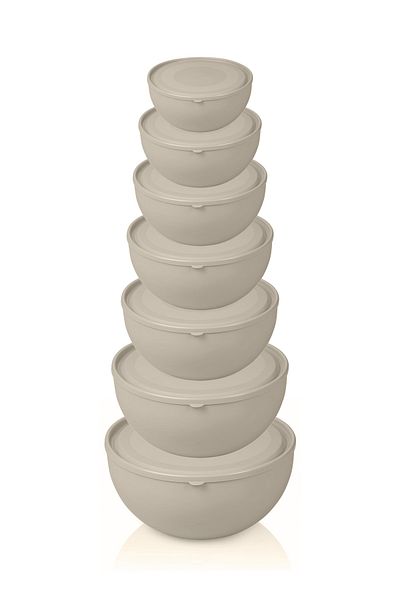 Melkan Home Cream Round Bowl with Lid 7 Pieces