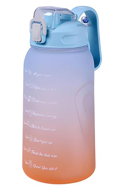 Vagonlife Mega Large Size 2000 Ml 2 Liter Dual Color Motivation Water Bottle with/without Straw