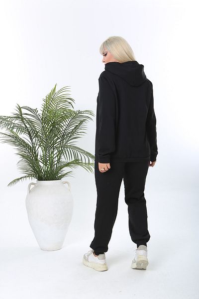 XL Modam Women's Large Size Black Hooded Suit