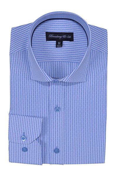 Ottomoda Erkek Çizgili Uzun Kollu Italyan Yaka Gömlek, B5-011