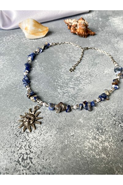 Mosby قلادة من حجر اللازورد الطبيعي تصميم حجر طبيعي