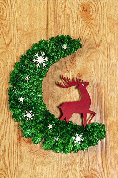 Elfora New Year's Door Ornament Deer Door Wreath New Year's Half Moon