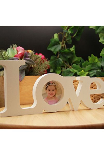 HEDİYEBİZİZ Wooden White Frame with Love Writing