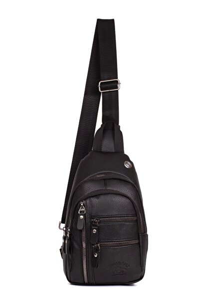 Newish Kadın Siyah Su Geçirmez Vegan Deri Çapraz Omuz Çantası Body Bag 18cmx27cm)