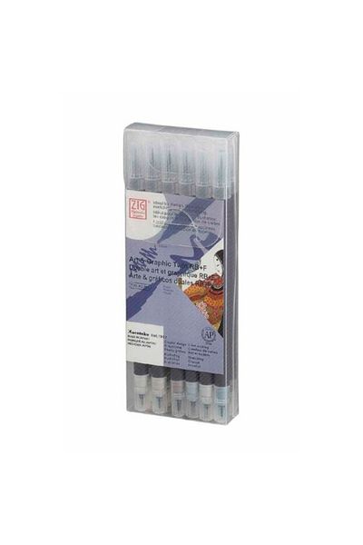 Zig Art & Graphic Twin Rb+F Gray - Set of 12 Double Ended Drawing Pencils Tut-95/12Vgr