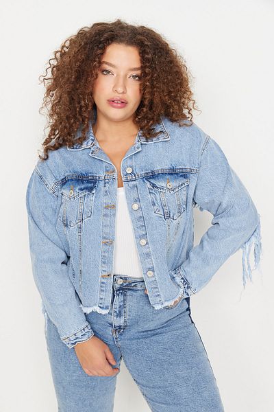 Trendyol Curve Große Größen in Jacke - Blau - Oversized
