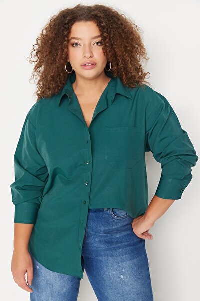 Trendyol Curve Plus Size Shirt - Khaki - Regular fit