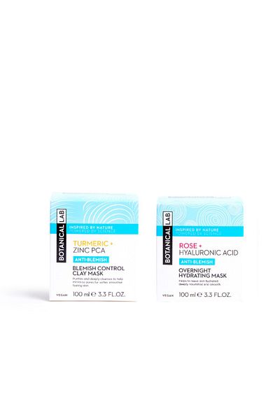 Botanicallab قناع الليل بماء الورد وحمض الهيالورونيك 100 مل قناع طين الكركم 100 مل