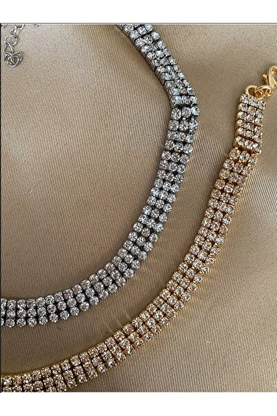 muptejewelry Three Rows of Waterway Women's Necklace Silver Color