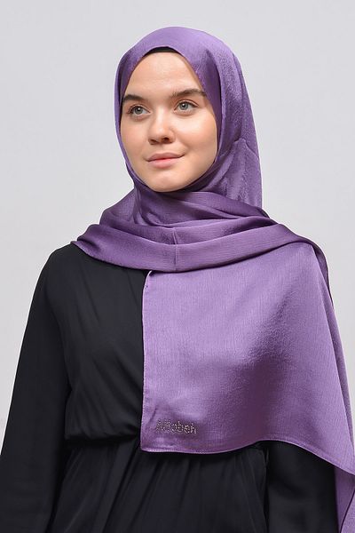 Altobeh Janjan Shiny Satin Textured Hijab βραδινό φόρεμα σιφόν σάλι-σκούρο λιλά