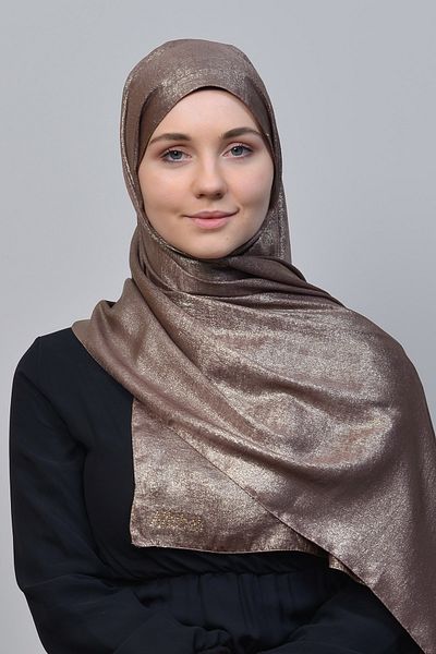 Altobeh Διπλό Χρώμα Γυαλιστερό Glitter Glitter Princess Hijab Σάλι Βαμβακερό Κέδρος - Ασημί