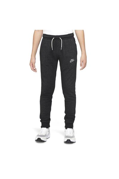 Nike U Nsw Revival Btm Pantaloni de sport negri pentru copii, stil casual, Dm8108-010