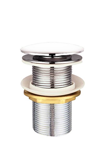 Paslanmaz Pop-up Komple Krom Seramik Sifon Başlığı Taşmalı Siyah Lavabo Tapası Basmalı