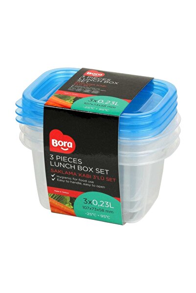 Bora Plastik Rectangular Storage Container Set of 3 Mini Deep 230 ml - Bo542
