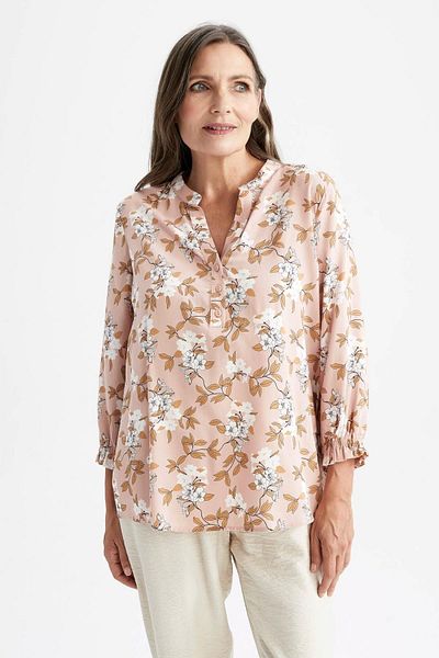 DeFacto Traditional Regular Fit Collar Floral Patterned Shirt