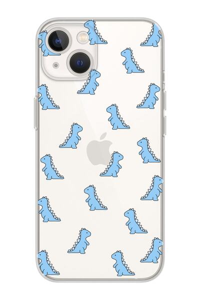 Premium Transparent Phone Case with Blue Dinosaur Design for Iphone 14 Plus