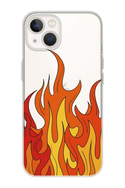 shoptocase حافظة هاتف شفافة ممتازة بتصميم لهب كبير متوافقة مع هاتف Iphone 14