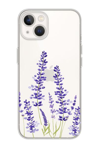 Premium Transparent Phone Case with Iphone 14 Compatible Lavender Design
