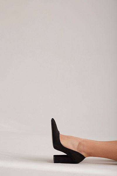 AYAKKABI PRENSİ Amarok Thick Heel Black Suede 10 cm Women's Stiletto, High Heels