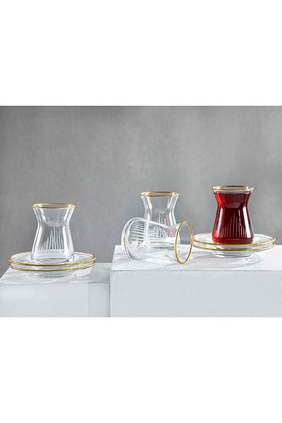English Home Zett Glass 4-Piece Tea Set 130 Ml Gold