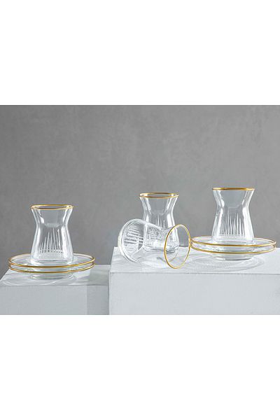 English Home Zett Glass 4-Piece Tea Set 130 Ml Gold