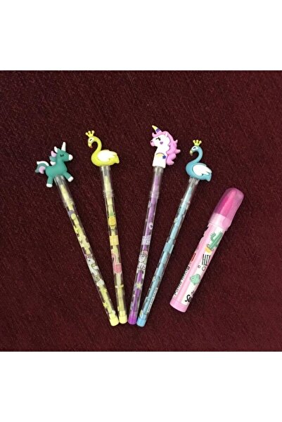 mortoys Unicorn Ve Filamingo Figürlü Kalem 4 Adet Yumurtlayan Silgi 1 Adet