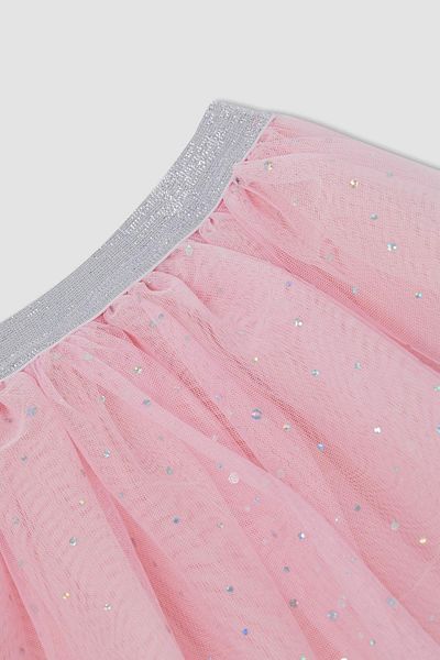 DeFacto Girls' Pink Patterned Tutu Skirt