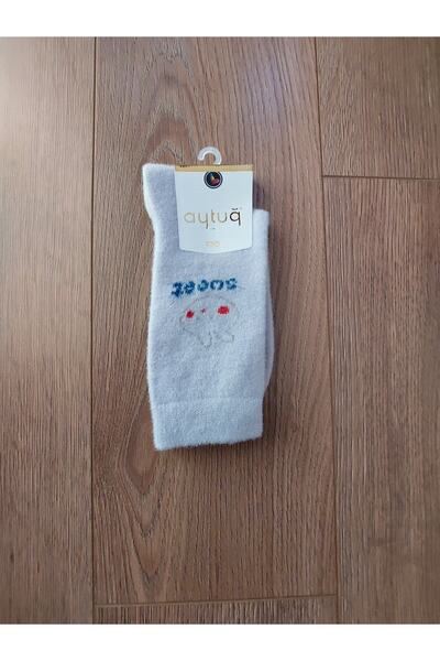 Aytuğ Winter Season Plush Sleeping Socks 4 Pairs Pink-beige-blue-gray Socks- 48008