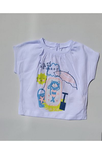 Çikoby Girl's Cotton Umbrella Printed Blouse