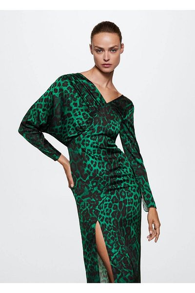 MANGO Woman Rochie fluidă cu imprimeu leopard