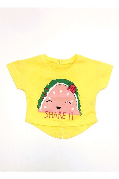Çikoby Girl's Cotton Front Tie Comfortable Cut Strawberry T-shirt