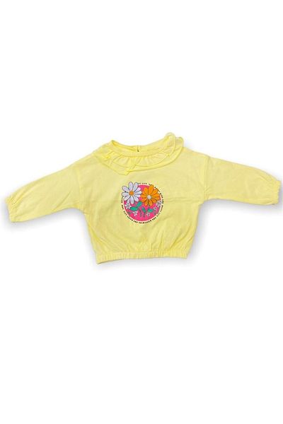 Çikoby Baby Girl Cotton Daisy Printed Elastic Waist T-shirt