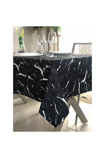 desen izmir Fata de Masa, Marmura Neagra Cusuta Speciala 130x230 Cm 8-10 Pers.