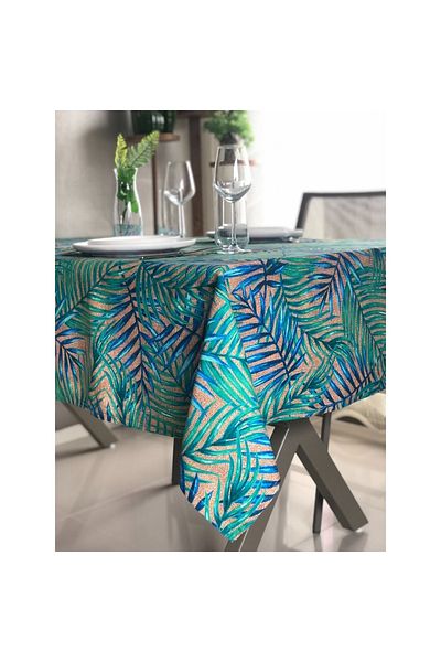 desen izmir Față de masă cu frunze de paie albastră cusute personalizat cu imprimeu digital 130x230 cm