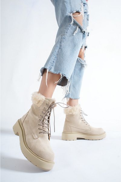 Moda Değirmeni Γυναικείες Γούνινες Μπότες Md1144-116-0001