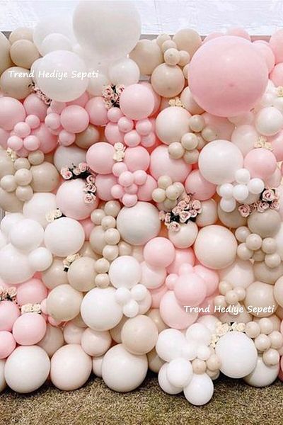 Trend Hediye Sepeti Retro Sea Sand Pink White 50 Piece Balloon Chain