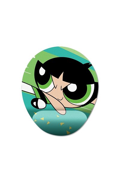 Pixxa نموذج لوحة ماوس Powerpuff Girls Buttercup مع دعم للمعصم - 2 بيضاوي