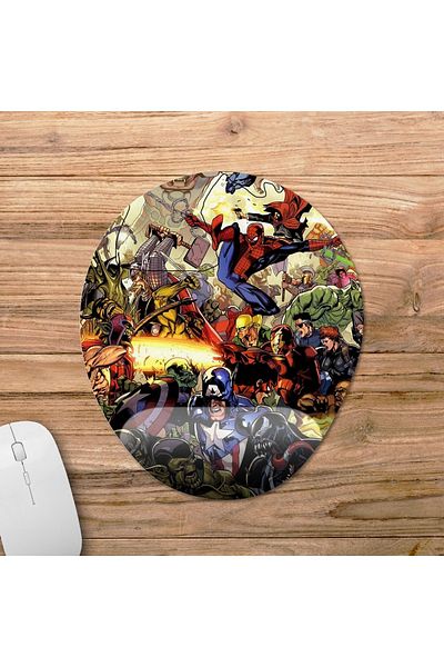 Pixxa موديل لوحة ماوس Marvel مع مسند للمعصم - 2 بيضاوي
