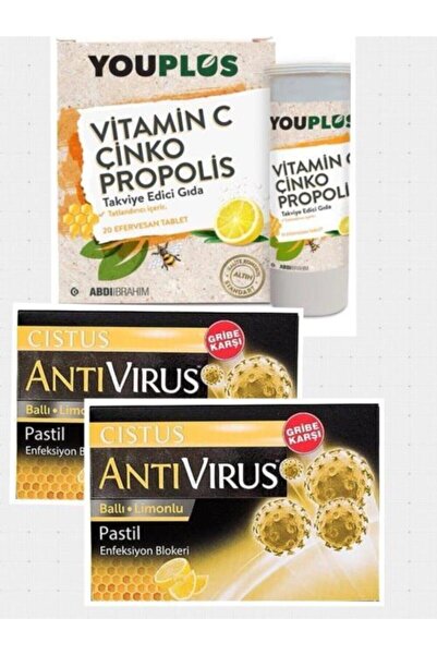 Youplus Abdi Ibrahim Youplus Vitamin C Çinko Propolis 2 Adet Antivirüs Pastil Cistus Ballı Limonlu