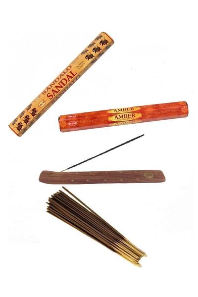 Genel Markalar Tütsü Hem Sandal Ve Amber Kokuları 2 Paket (40 Çubuk) 1 Adet T...