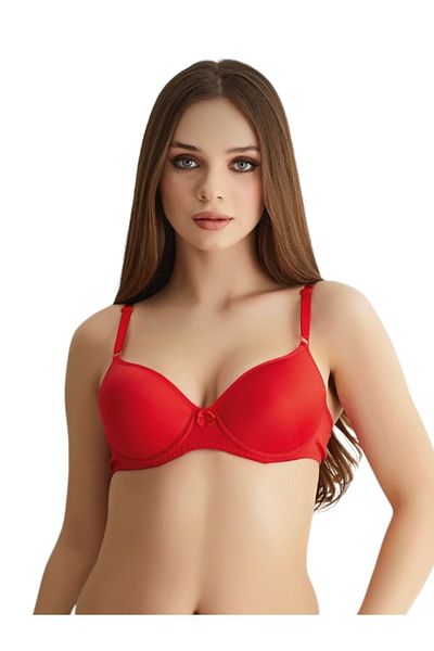 MODALADY Women's Red Micro Fabric Non-Padded Underwire Daily Bra