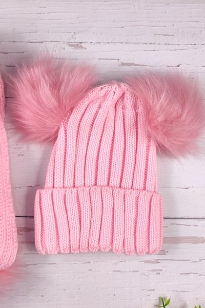 ADA BEBEK ÇOCUK Children's Scarf and Beret Set with Pompoms
