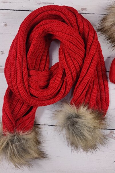 ADA BEBEK ÇOCUK Children's Scarf and Beret Set with Pompoms