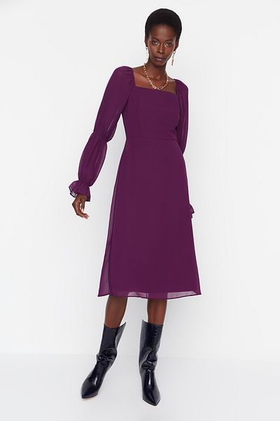 Trendyol Collection Rochie împletită cu mâneci prune TWOAW23EL01023